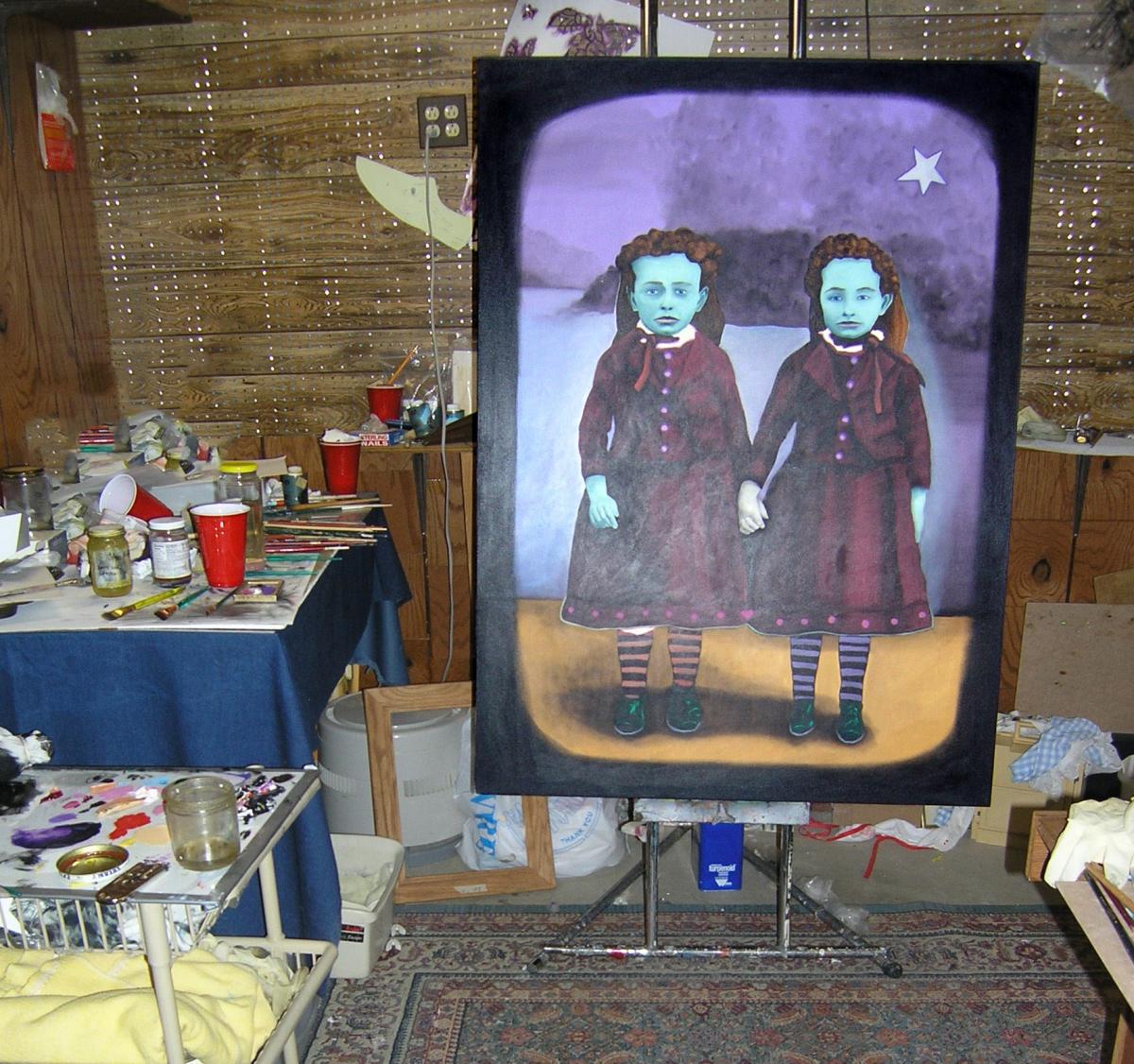 The painting upon completion within a less than tidy studio, circa May 2004.