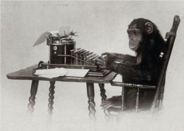 A monkey sitting at this website for infinite amount of time would eventually create the full works of Leonardo DaVinci